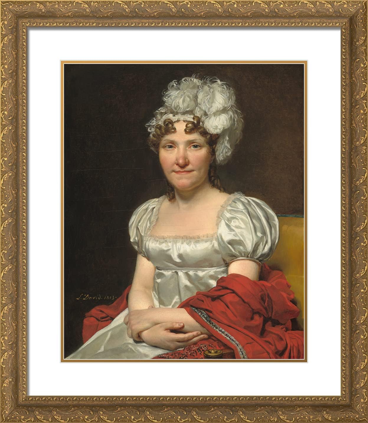 ArtDirect David, Jacques-Louis 20x23 Gold Ornate Framed Art Print with Double Matting Titled: Madame David