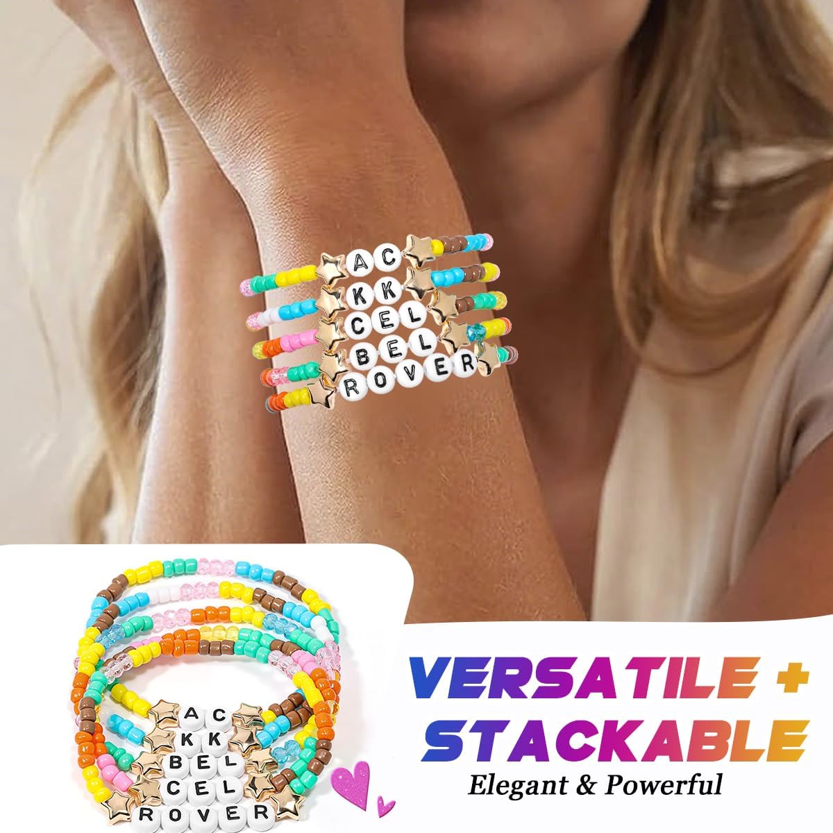 AICase for Animal Crossing Merch Gifts Toys Inspired Bracelets 5 Pcs Stackable Stretch Beaded Friendship Bracelets Costume Cosplay Merchandise Gifts for Fans Women Birthday Christmas Stocking - Image 4