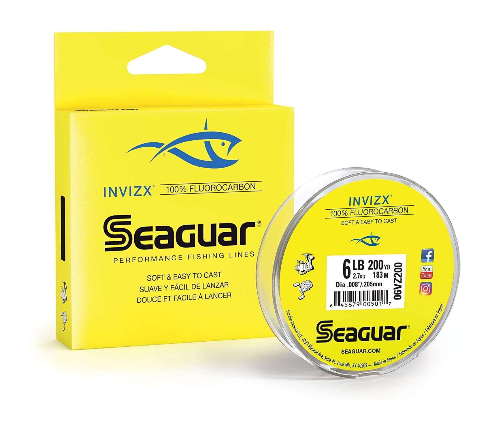 Seaguar Fluorocarbon 8lb 200yd INVIZX Inviz X clear Leader Line spool lure NEW