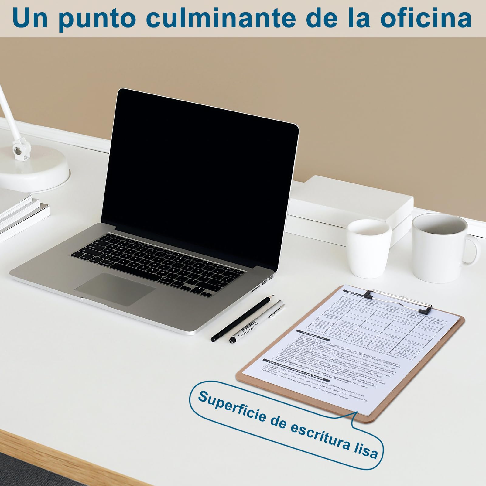 ZCZN Portapapeles con Pinza A4, Pack de 4 Clipboard Madera Rígido A4 con Clip de Perfil Bajo y Agujero para Colgar Retráctil