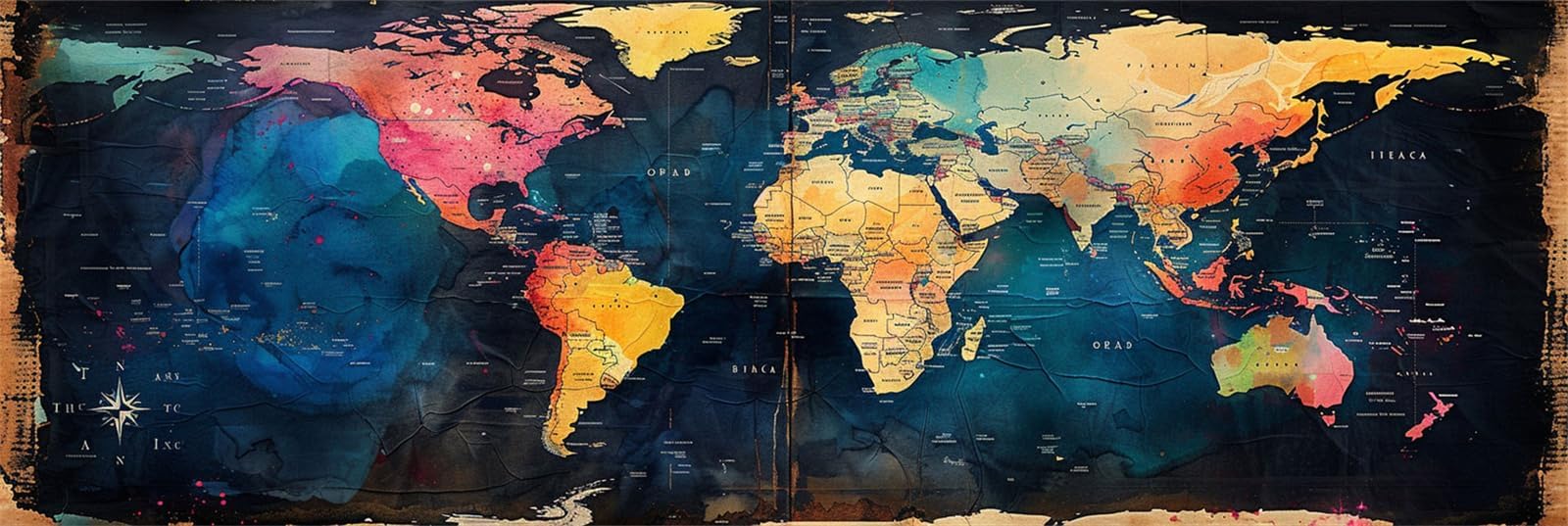 Large Paint by Numbers for Adults Map Paint by Numbers Kits World Map Paint by Numbers for Adults Beginner, DIY Painting with Paintbrushes and Acrylic Pigment, Hobbies for Adults Crafts 50x150cm