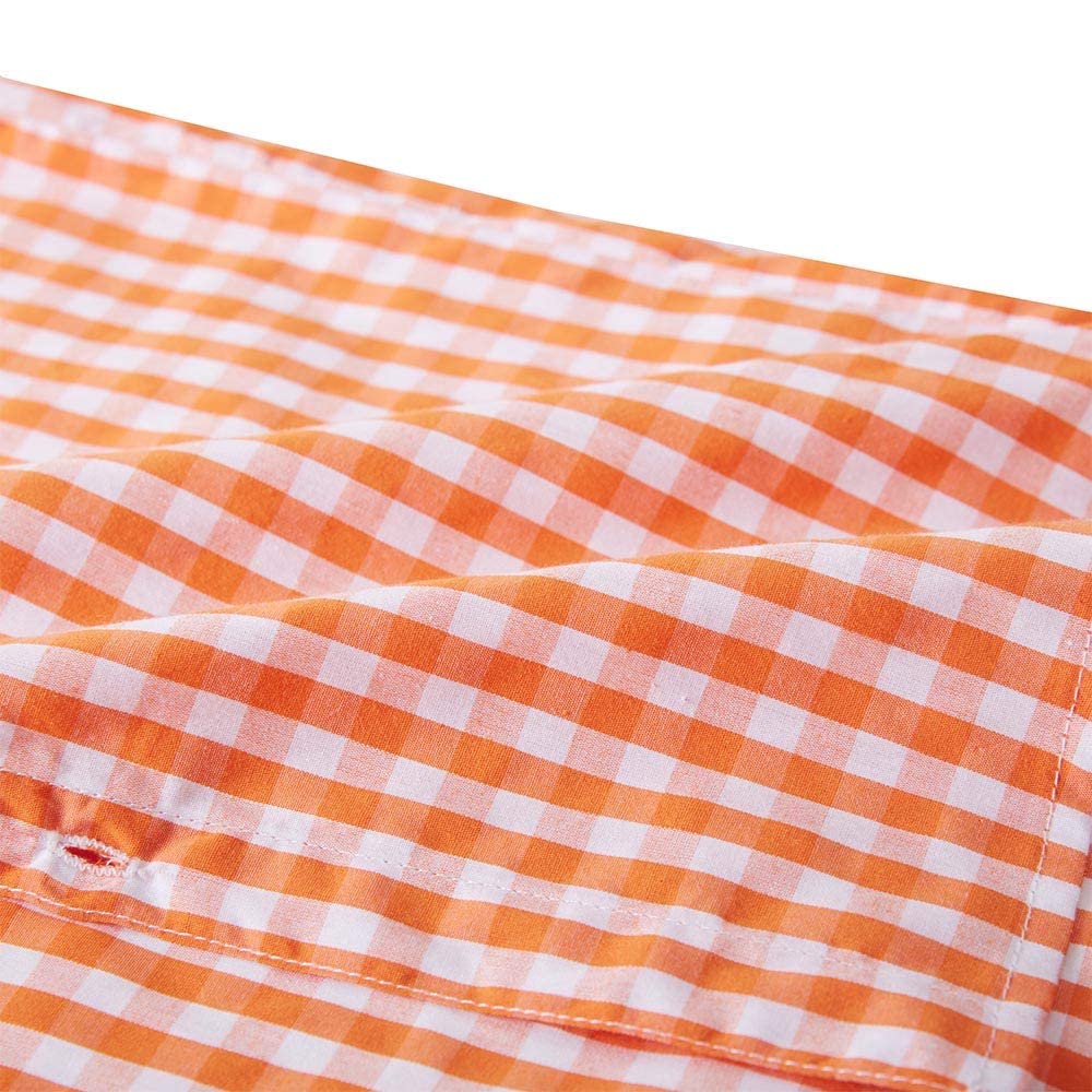 Spring&Gege Camisa de vestir de popelina a cuadros de manga corta para niño