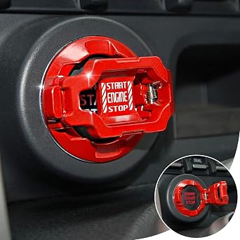 Car Start Stop Button Cover. Engine Start Stop Cover Protection. Compatible with Most Cars. Available in Red and Black. A Great Car Interior Accessories. Red