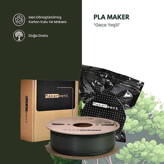 PLA Maker (Gece Yeşili), 1.75mm 1kg 3D Yazıcı PLA Filamenti