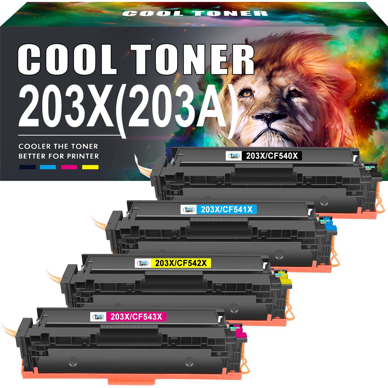 203X 203A Compatibile per HP Color Laserjet Pro M281fdw Toner | Color LaserJet Pro MFP M281fdw M281fdn M280nw M281cdw M281 M254dw M254nw M254dn M254 Nero Ciano Giallo Magenta Toner 4-Pack