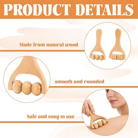 Wooden Massage Roller, 2 Pcs Wooden Massage Tool, Wood Therapy Massages Tools for Relaxes Thigh,Leg,Hands Full Body,Muscle