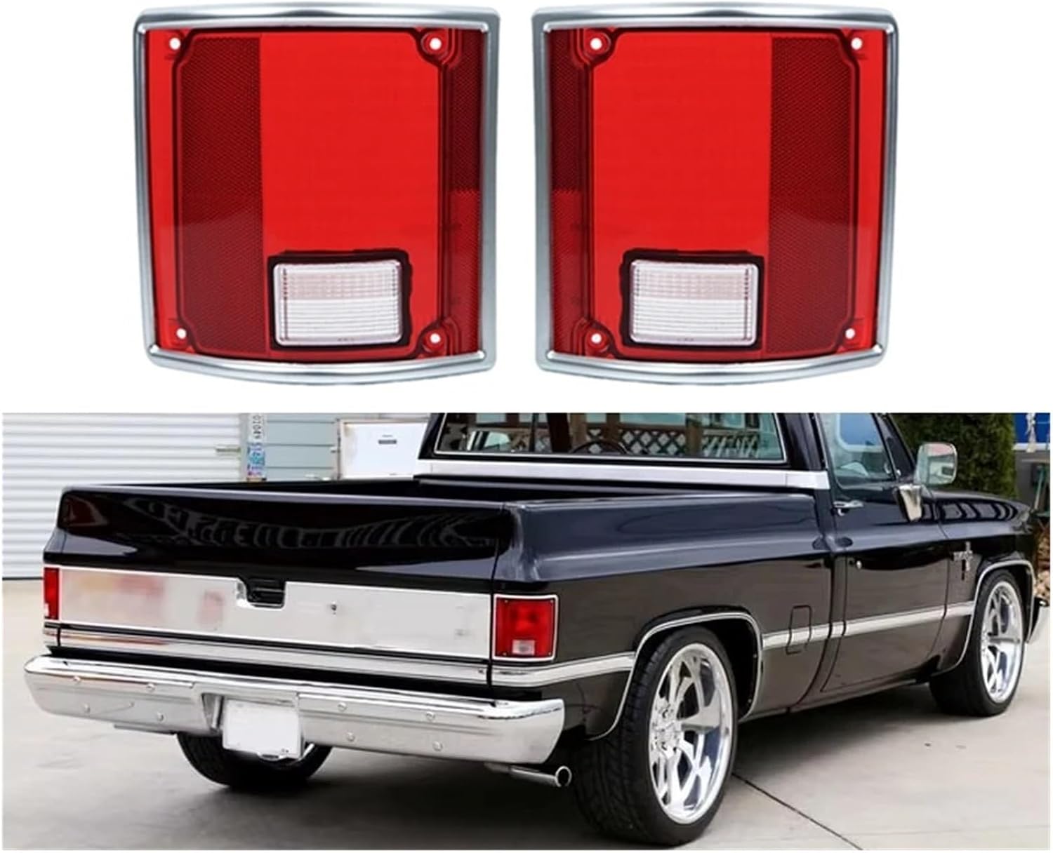 GM2800122 GM2801122 1 Pair Car Rear Tail Light Cover Shell Brake Light Taillights Cover Compatible For Chevrolet C10 C20 C30 K10 1973-1991
