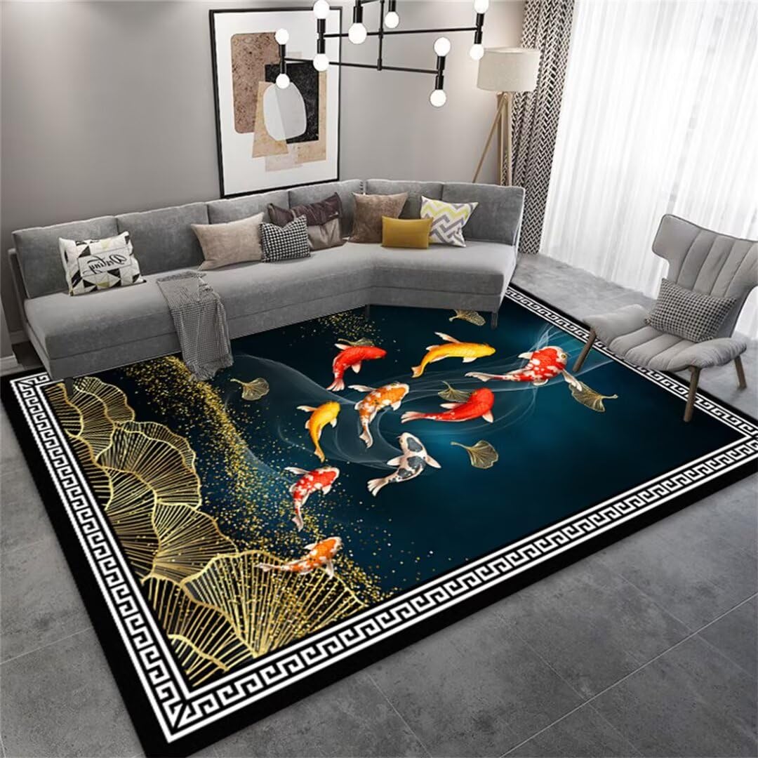 Tapis de salon XXL bleu lavable pour des moments de jeu en famille