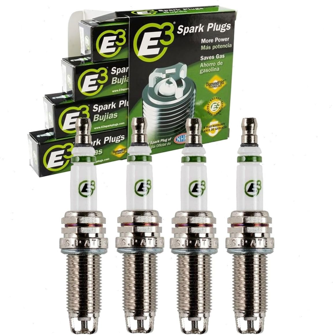 4 pc E3 Spark Plugs compatible with Toyota Corolla 1.8L L4 2009-2022