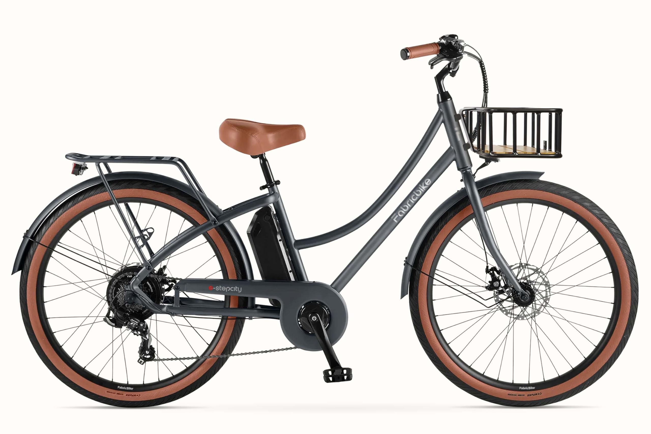 FabricBike E-Stepcity Vélo Électrique – 250W, Batterie 36V, Autonomie 60 km, 7 Vitesses Shimano, Freins à Disque, Cadre Ouvert, Éclairage & Porte-Bagages