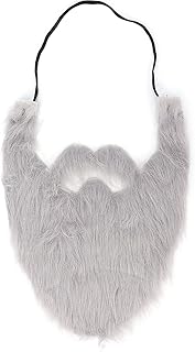 Grey Beard Fancy Dress, False Beards and Moustaches, Fake Grey Beard Funny Festival Party Costume Facial Hair Halloween and Christmas Supplies - Buy now
