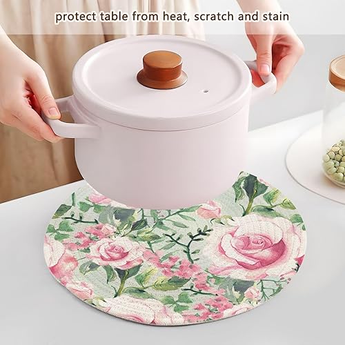 Miniatura 5 de Roses Abstract Floral Heat Resistant Mat Large Trivet Mat for Hot Pots and Pans Hot Pot Holders for Microwave Stove Hot Water Pad Dish Mat 3 Pcs