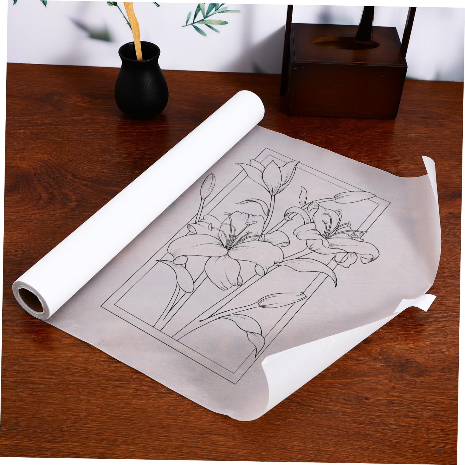 HEALSOPTHY Carta Trasparente per Disegno e Calligrafia Carta da Lucido per Sopraccoperta e Pratica Calligrafica, Bianca