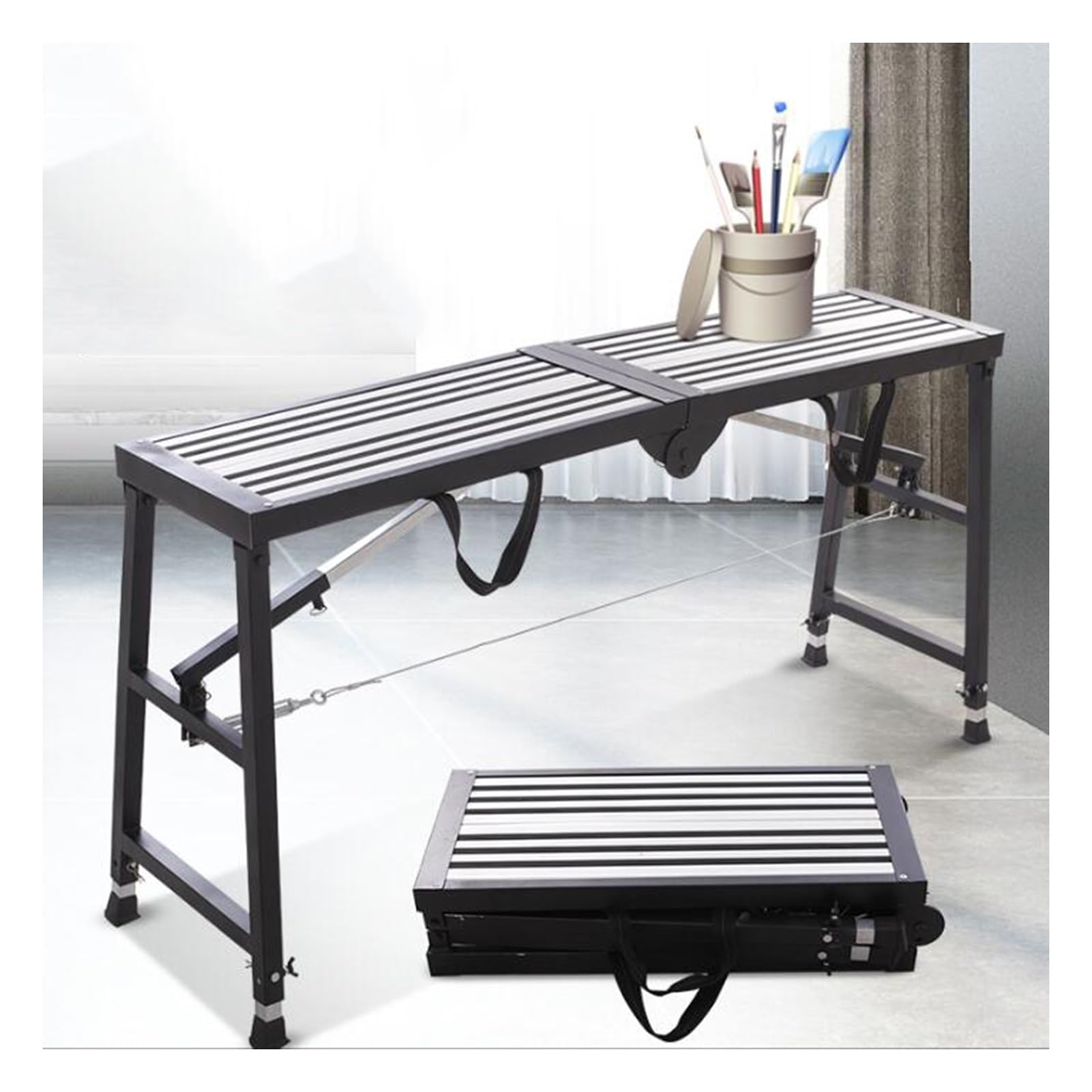 Piattaforma Di Lavoro Regolabile, Impalcatura Portatile, Sgabello Pieghevole For Zincato, For Decorazione Domestica, Sollevamento Di Oggetti, Pittura Murale(120X31cm)