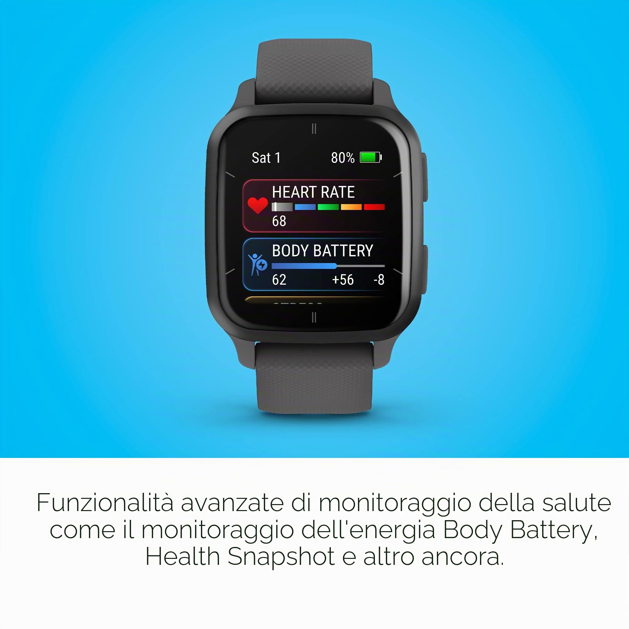 Garmin Venu Sq 2, Smartwatch, Display 1,4" AMOLED, GPS, Cardio, SpO2, 25+ App Sport & Fitness, Workout, Garmin Coach, Garmin Pay, Autonomia fino a 11 giorni (Slate & Shadow Gray)