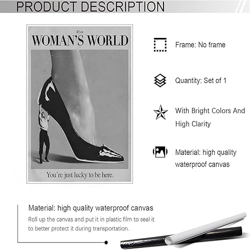 Miniatura 2 de Póster retro con texto en inglés This Is A Woman Is World feminista, arte de pared moderno en blanco y negro, femenino, habitación de chicas