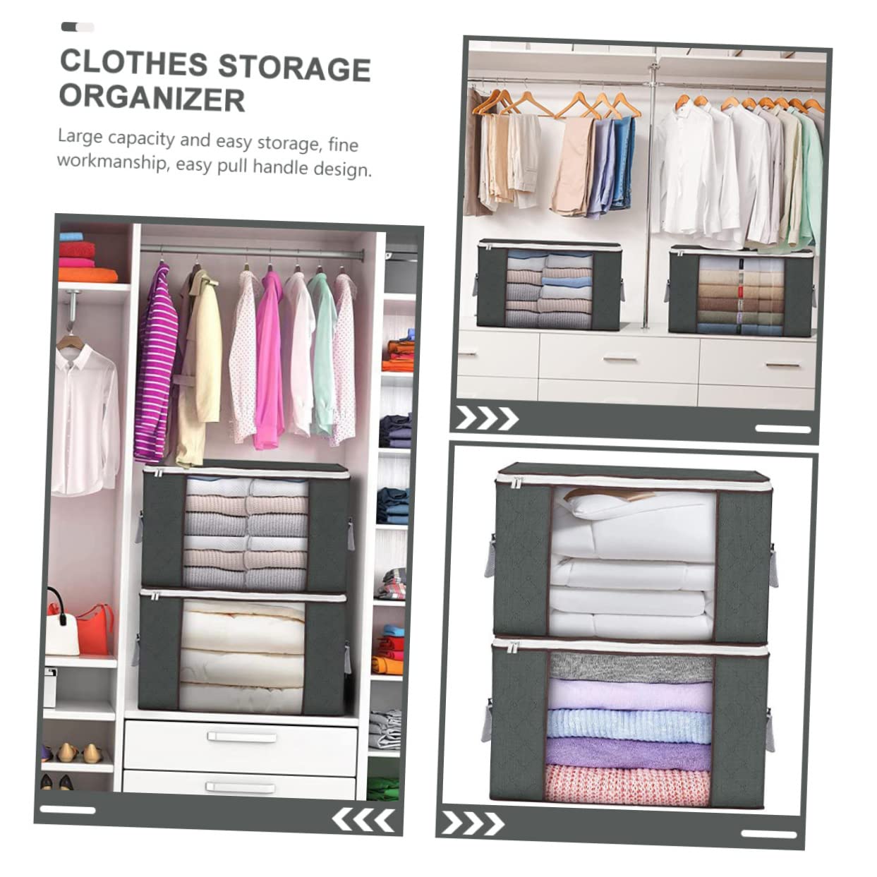 2 pezzi Contenitori per Biancheria Organizer Armadio Capacità Sacchetti per Piumoni e Vestiti Design con Cerniera Pratici per Traslochi e Risparmiato
