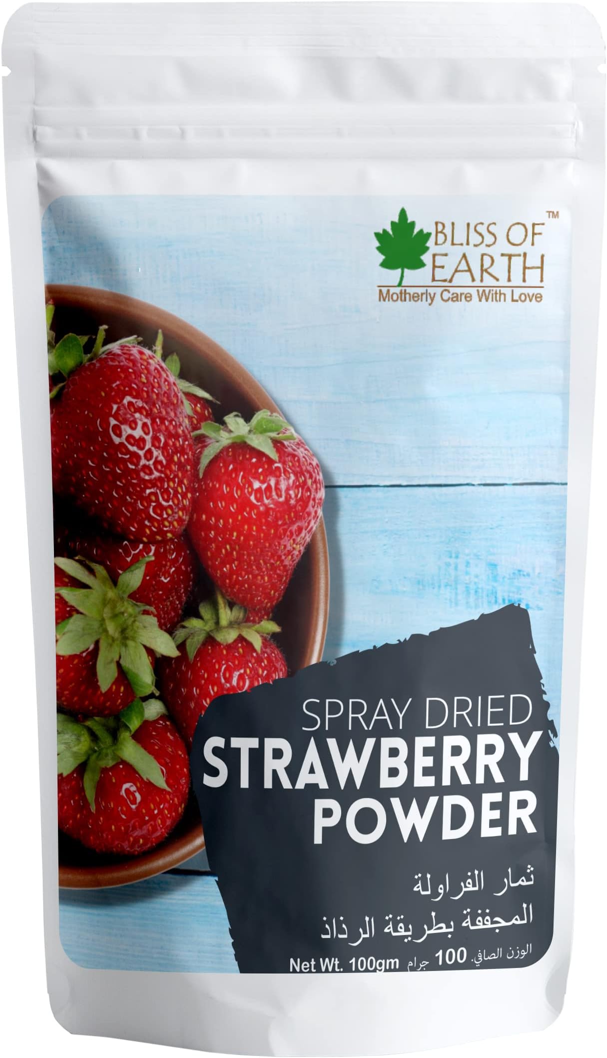Bliss of Earth 3.5 oz Strawberry Powder No Added Sugar, Artificial Color Best for Baking, Drinking, Juice Milkshake for kids Loving It 100gm