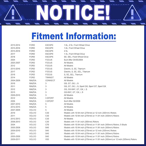 Miniatura 2 de Pastillas de freno delanteras de cerámica, D1044 Juego de pastillas de freno delanteras para Ford Focus 2004-2018, Escape 2013-2018, Transit Connect