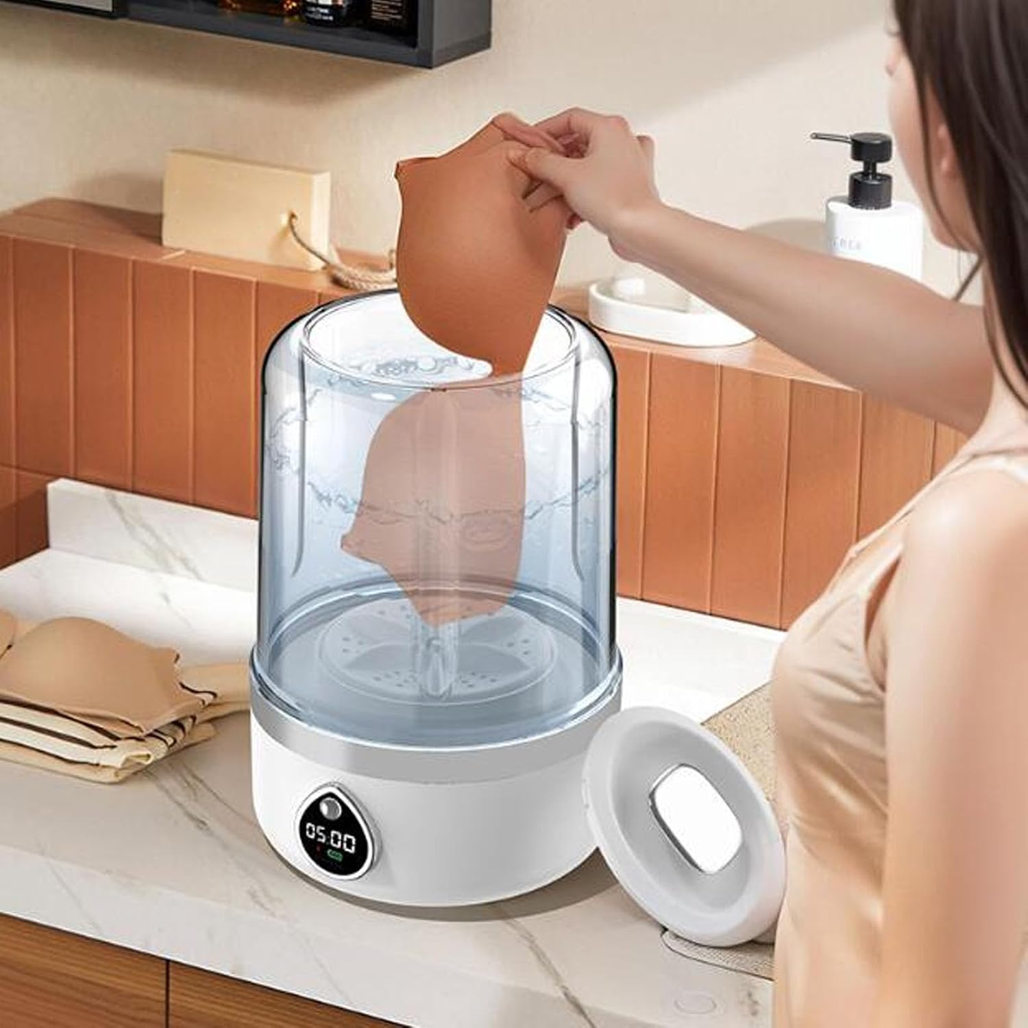 Portable Mini Washing Machine, Wireless USB Powered Laundry Cup for Underwear, Socks Small Clothes, No Installation Needed, Compact Travel Washer for Home, Travel, Camping