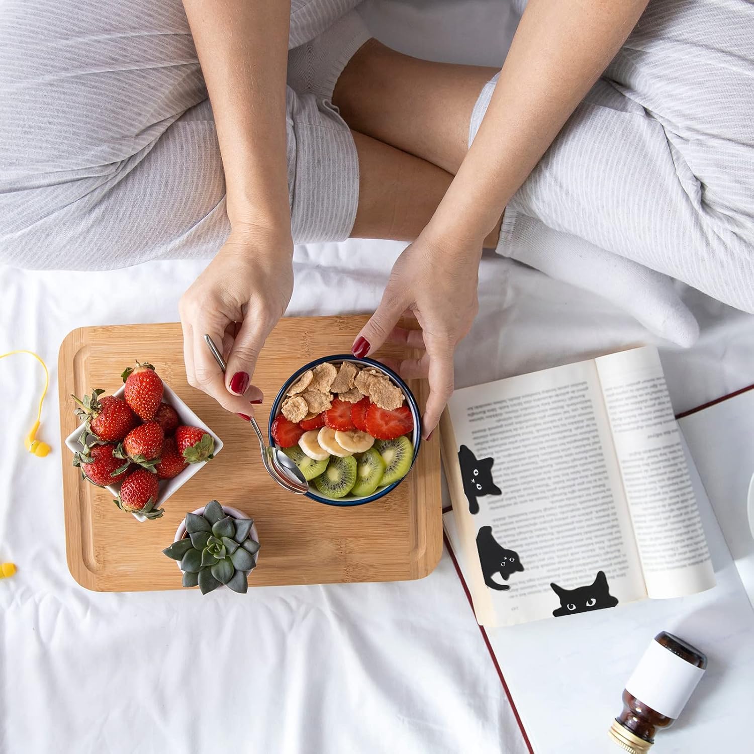 Teling 30 Pieces Black Cat Magnetic Bookmarks Assorted Cute Cat Bookmark Magnetic Book Page Clips Kawaii Animal Page Markers for Book Lovers Gifts Xmas Office Home Supplies, 15 Styles - Image 5