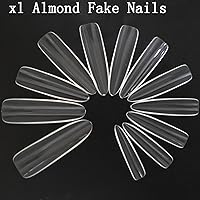 Vista 2 de LoveOurHome 240 puntas de uñas postizas XL de acrílico transparente en forma de almendra, uñas de cobertura completa, uñas postizas extralargas