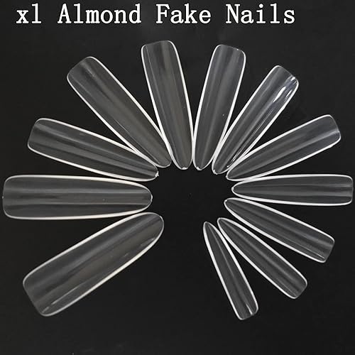 Miniatura 2 de LoveOurHome 240 puntas de uñas postizas XL de acrílico transparente en forma de almendra, uñas de cobertura completa, uñas postizas extralargas,