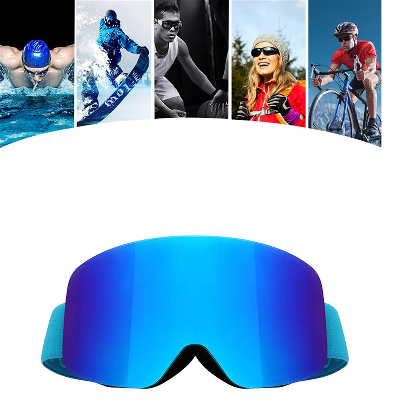 DieffematicHXJ Gogle narciarskie Ski Goggles Double Lens Anti-fog SKIing Eyewear Snow Glasses Skiing SnowBOARD Goggles (Color : Blu)