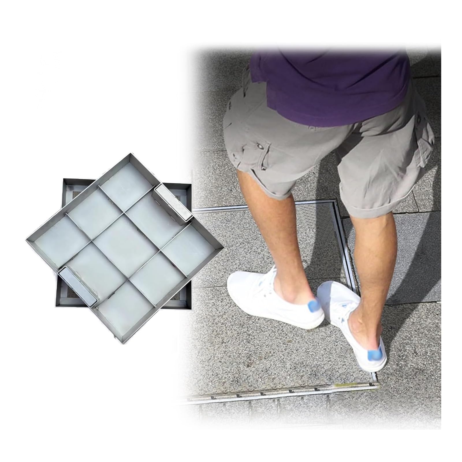 Invisible Stainless Steel Manhole Cover And Frame Recessed Manhole Cover Invisible Manhole Lid Square Sewer Decorative Lid With Pull Hole For Yard/Driveway/Pavement Block Paving(14x14in/36x36cm)