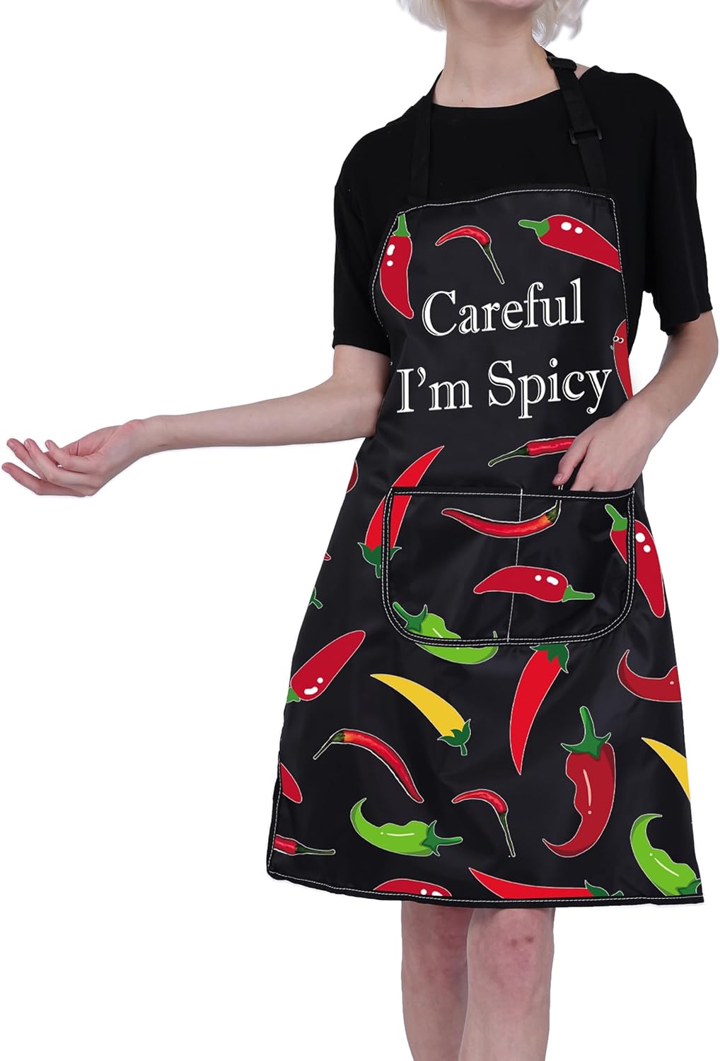 BNQL Chili Pepper Apron Hot Chilli Gifts Spicy Food Lover Gift Careful i'm Spicy Peppers Chilli Cooking Chef Apron - Image 4