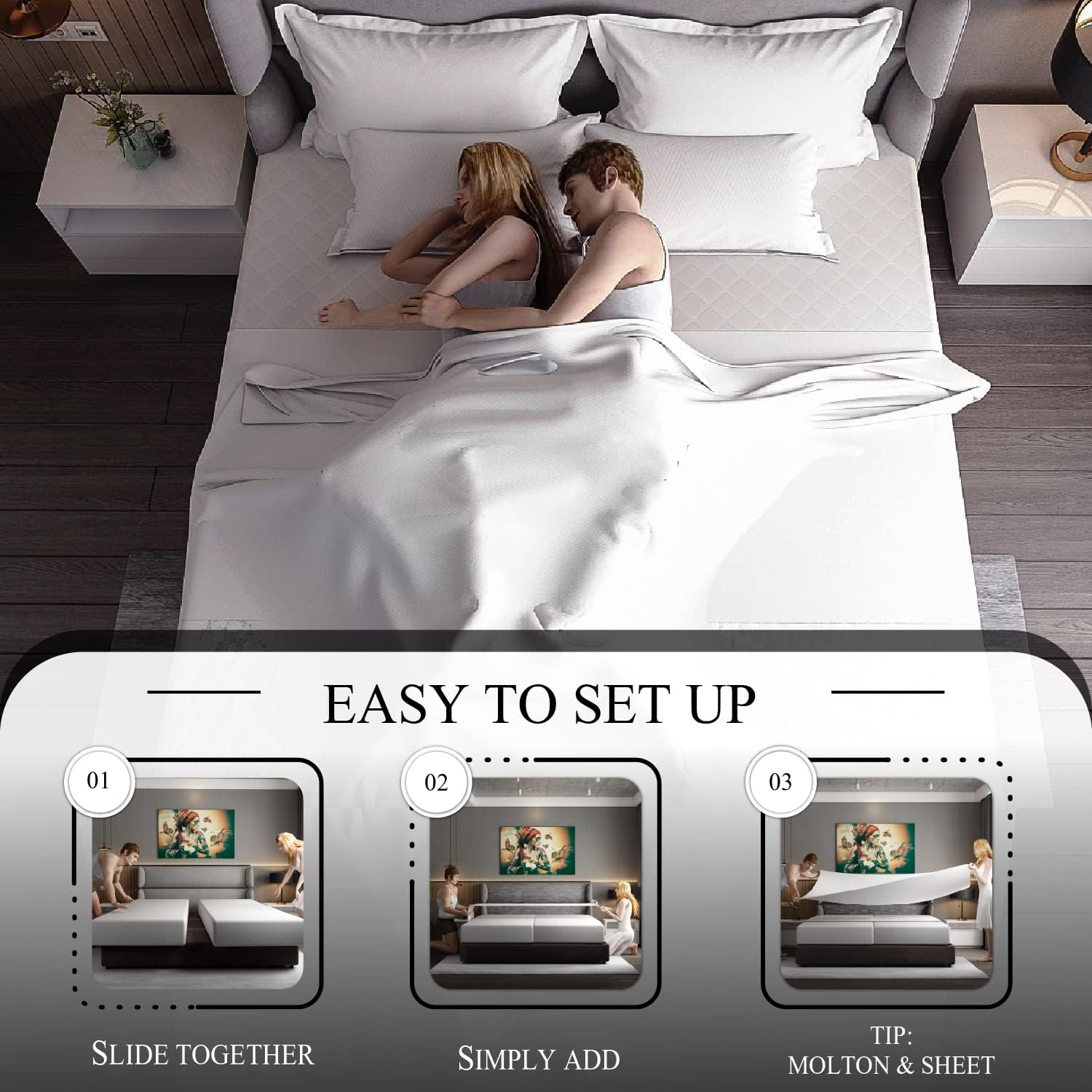 [Bed Bridge Twin to King] Split King Gap Filler For Adjustable Bed