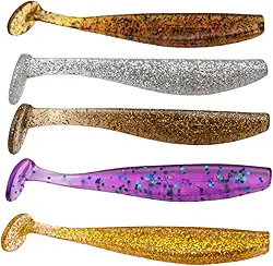 Kit 5 Isca Artificial Soft Shad 6cm ou 9cm Silicone Macia Para Pesca de Tucunaré Robalo Traíra