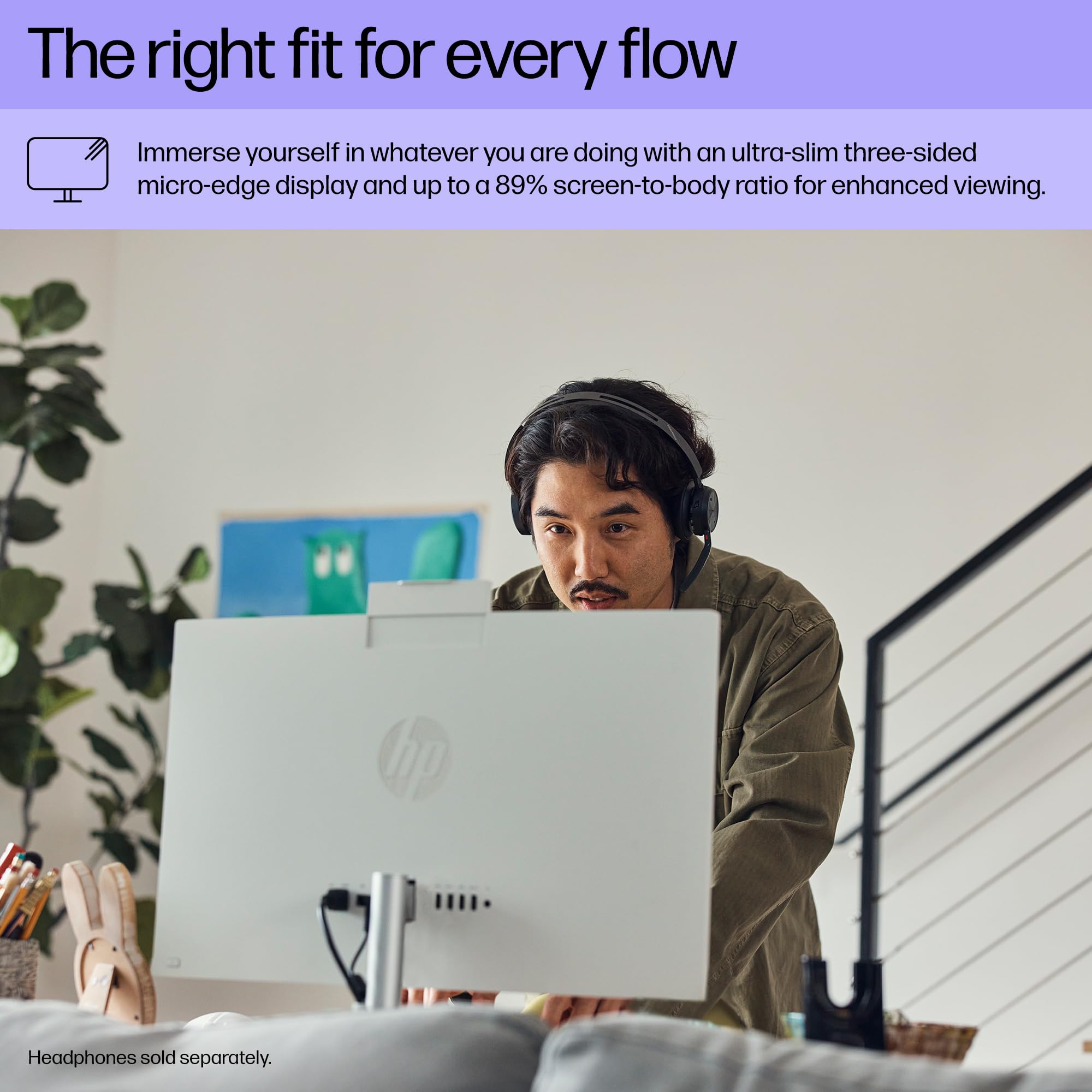 HP 24 inch All-in-One Desktop PC, FHD Display, AMD Ryzen 5 7520U, 8 GB RAM, 256 GB SSD, AMD Radeon Graphics, Windows 11 Home, 24-cr0002 (2024)