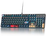 Clavier mécanique pleine taille, Clacher crémeux avec Pad numérique, 104 Clés Clavier de jeu filaire avec interrupteur rouge, RGB Rétroéclairé pour PC Ordinateur portable (Samouraï-B bleu)