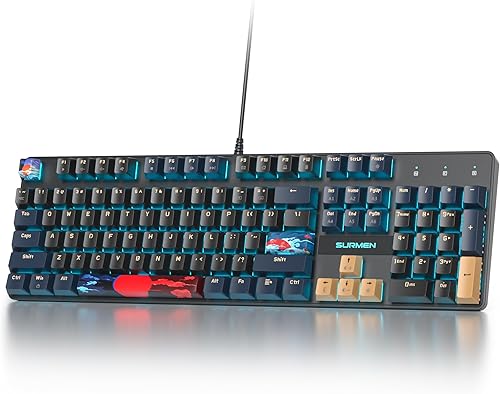 Teclado mecánico de tamaño completo, teclado cremoso con teclado numérico, teclado para juegos con cable de 104 teclas con interruptor rojo,