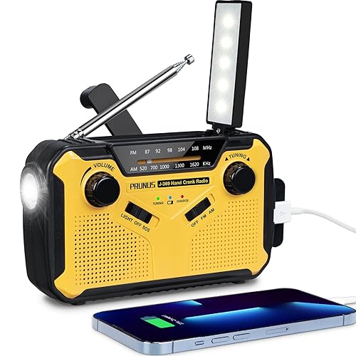 Portable Radio Dynamo Survie, PRUNUS J-369 AM/FM Radio à Pile