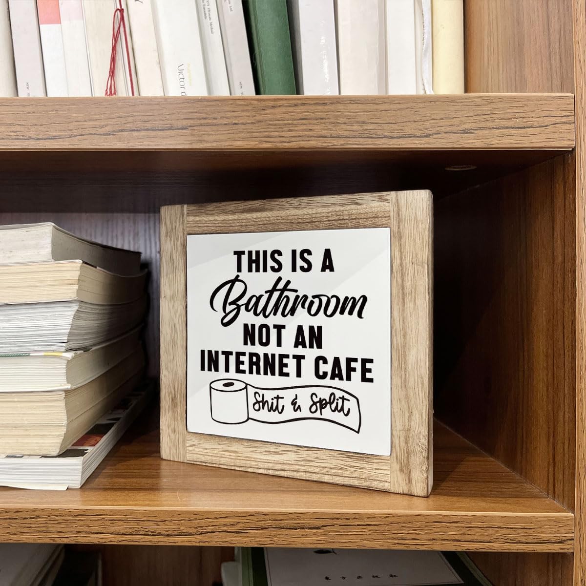 Funny Bathroom Humor - 'This is A Bathroom' Not 'Internet Cafe' Sign - Wooden Box Farmhouse Decor - Image 5
