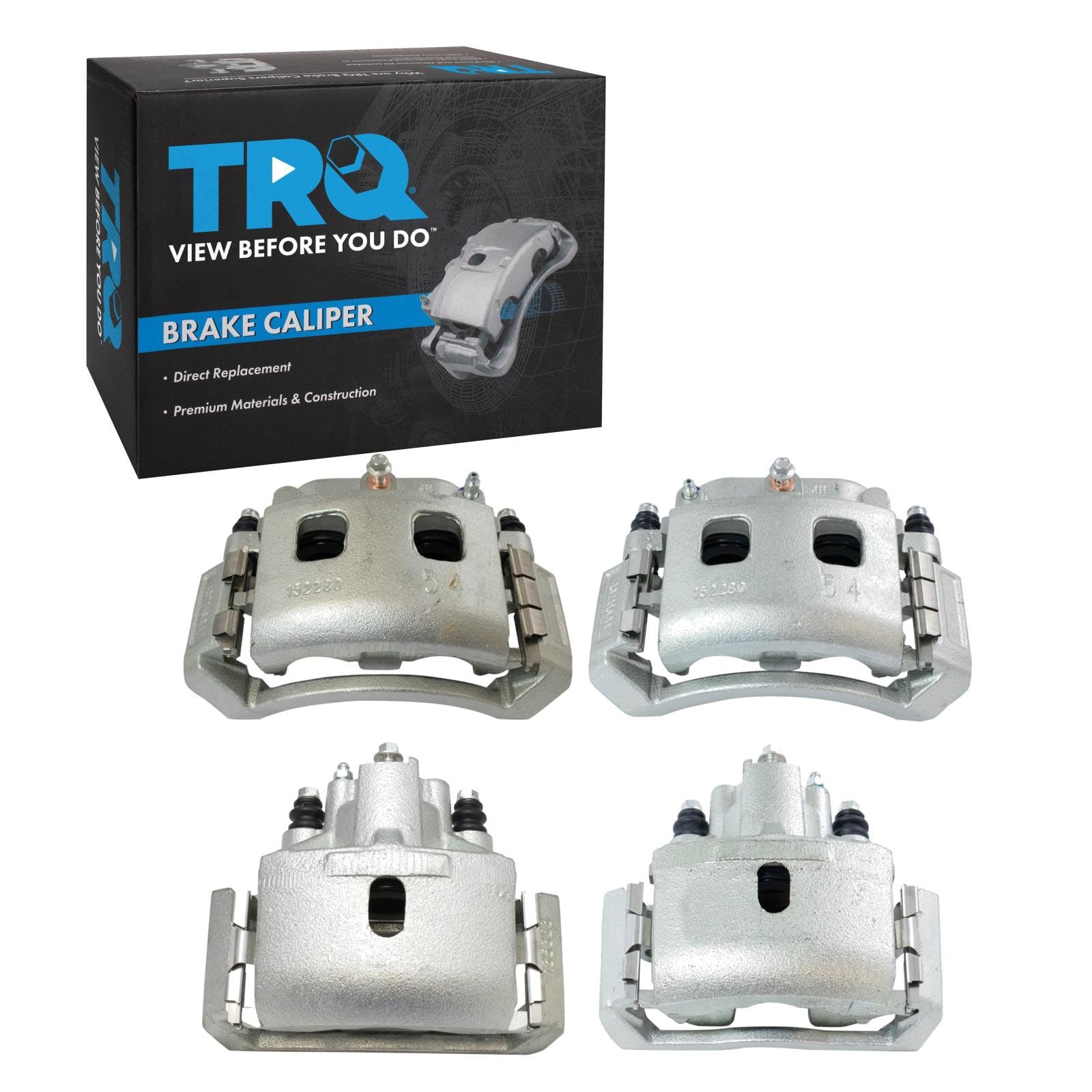 TRQ Front and Rear Brake Caliper Set Zinc Coated Brackets Compatible with 2002-2005 Dodge Ram 1500 2004-2006 Dodge Durango