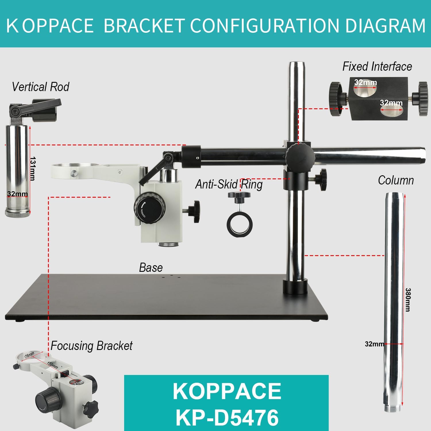 Large Platform Microscope Universal Adjustment Bracket 76mm Focusing Frame Base 500X400mm