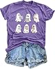 Halloween Teacher Shirts for Women Ghost Reading Books Shirt Funny Spooky Bookish Tee Halloween Party Short Sleeve Tops