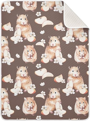 Ollabaky Manta de algodón con diseño de hámster para niños y niñas, manta de algodón para cuna, cochecito o guardería, manta de recepción unisex de