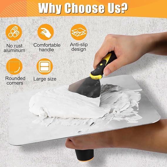 Drywall Hawk, 12 inch Aluminum Plaster Hawk and 6 inch Putty Knife Set