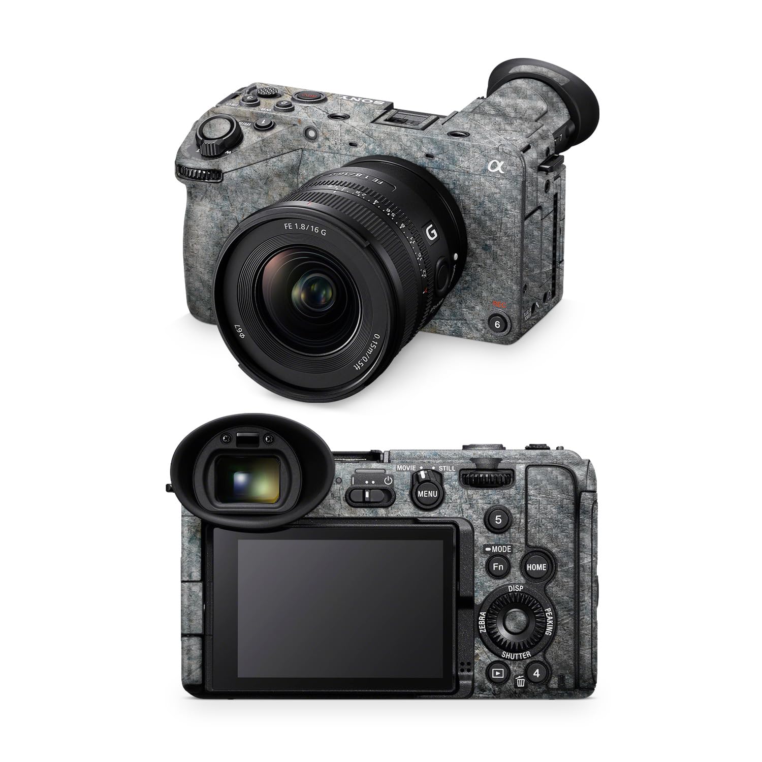Carbon Fiber Camera Skin Compatible with Sony FX2 Digital Camera (2025) - Shadow Concrete - Premium 3M Vinyl Protective Wrap Decal Cover - Easy to Apply | Crafted in the USA by MightySkins