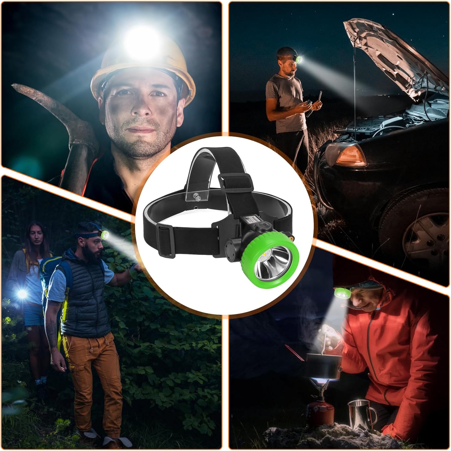 Rechargeable Mining Headlamp with 7 LEDs, Explosion-Proof Cap Light for Coon Hunting, Hard Hat Helmet Flashlight for Mining, Fishing, Hiking, Outdoor Night Work, Waterproof Headlight