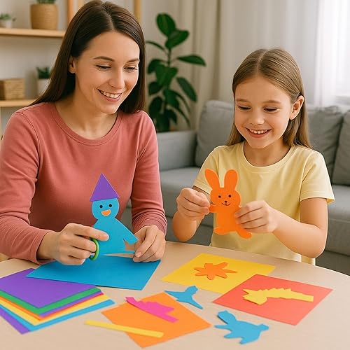 Miniatura 4 de Shindel 200 hojas de papel de construcción, 30 colores surtidos, papel de cartulina de arte de colores, suministros escolares a granel para niños,