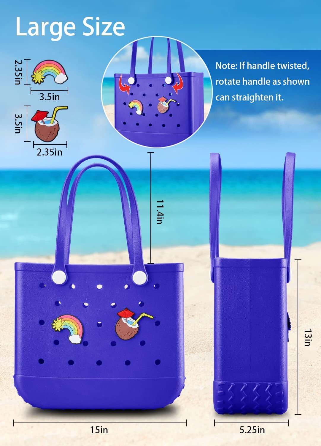 Baonat Rubber Waterproof Tote Washable Handbag for Beach Pool Travel Sports image 3