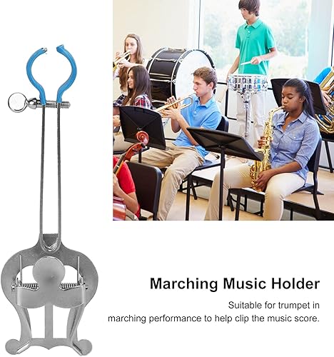 Miniatura 3 de Abrazadera de marcha de trompeta en hoja de abrazadera de lira, clip de partitura de trompeta plateada, abrazadera para clarinete en el soporte,