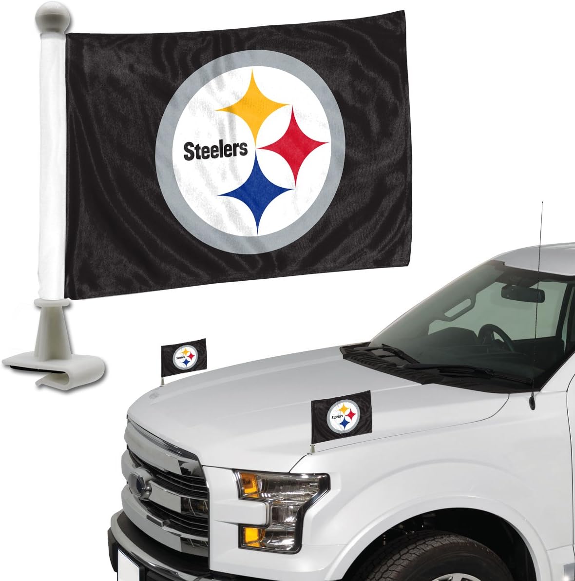 FANMATS 61881 Pittsburgh Steelers Ambassador Car Flags - 2 Pack Mini Auto Flags, 4in X 6in, Perfect for Hood or Trunk : Sports & Outdoors