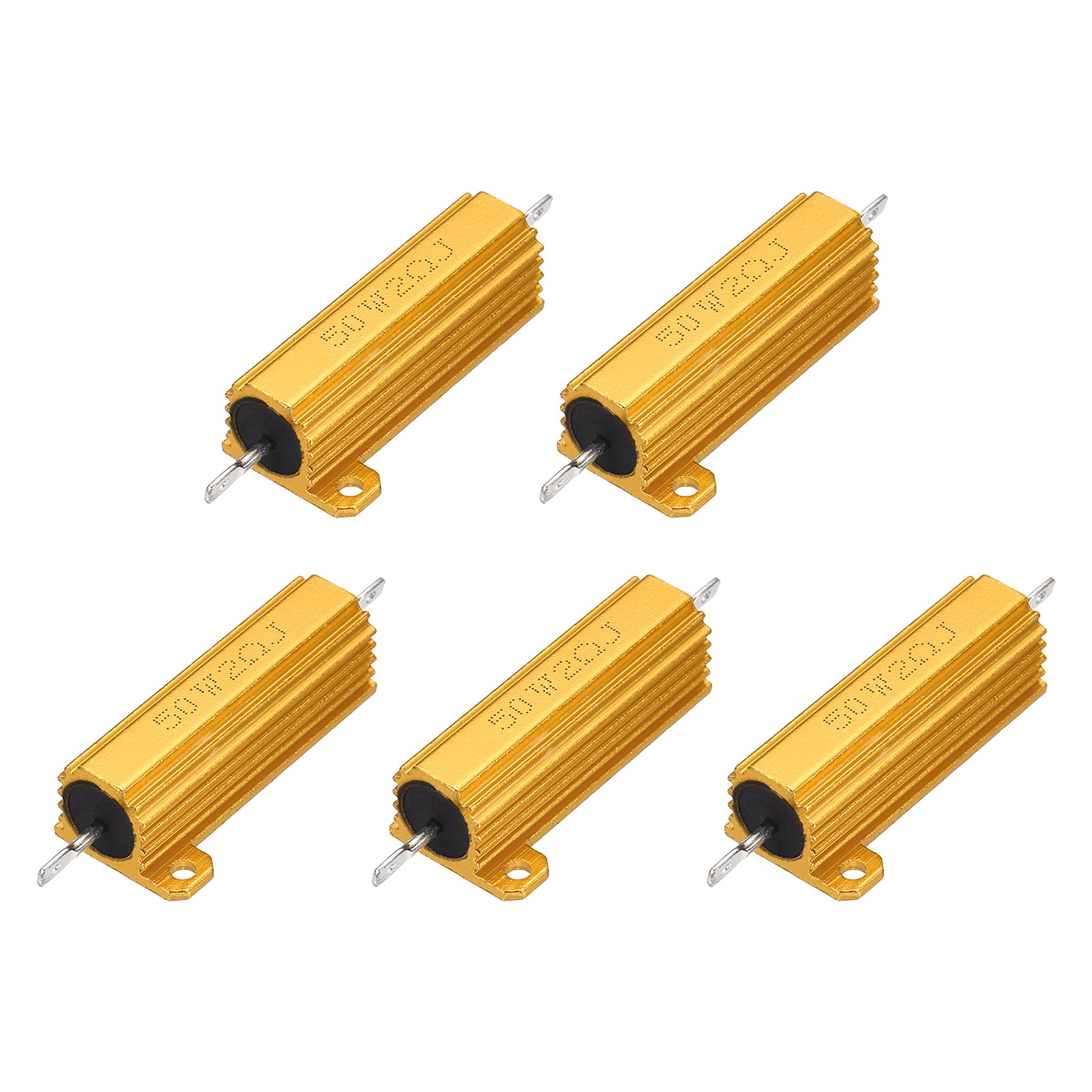 QUARKZMAN 3x Aluminium-Widerstand 25W 2,2 Ohm 5% – Drahtwiderstand Mit Schraubanschluss (Gold)