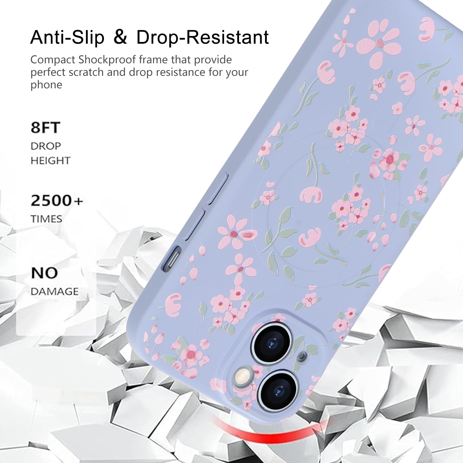 Custodia per telefono in TPU ibrida in PC agnetico agSafe colorata per iPhone 14 Pro (viola scuro